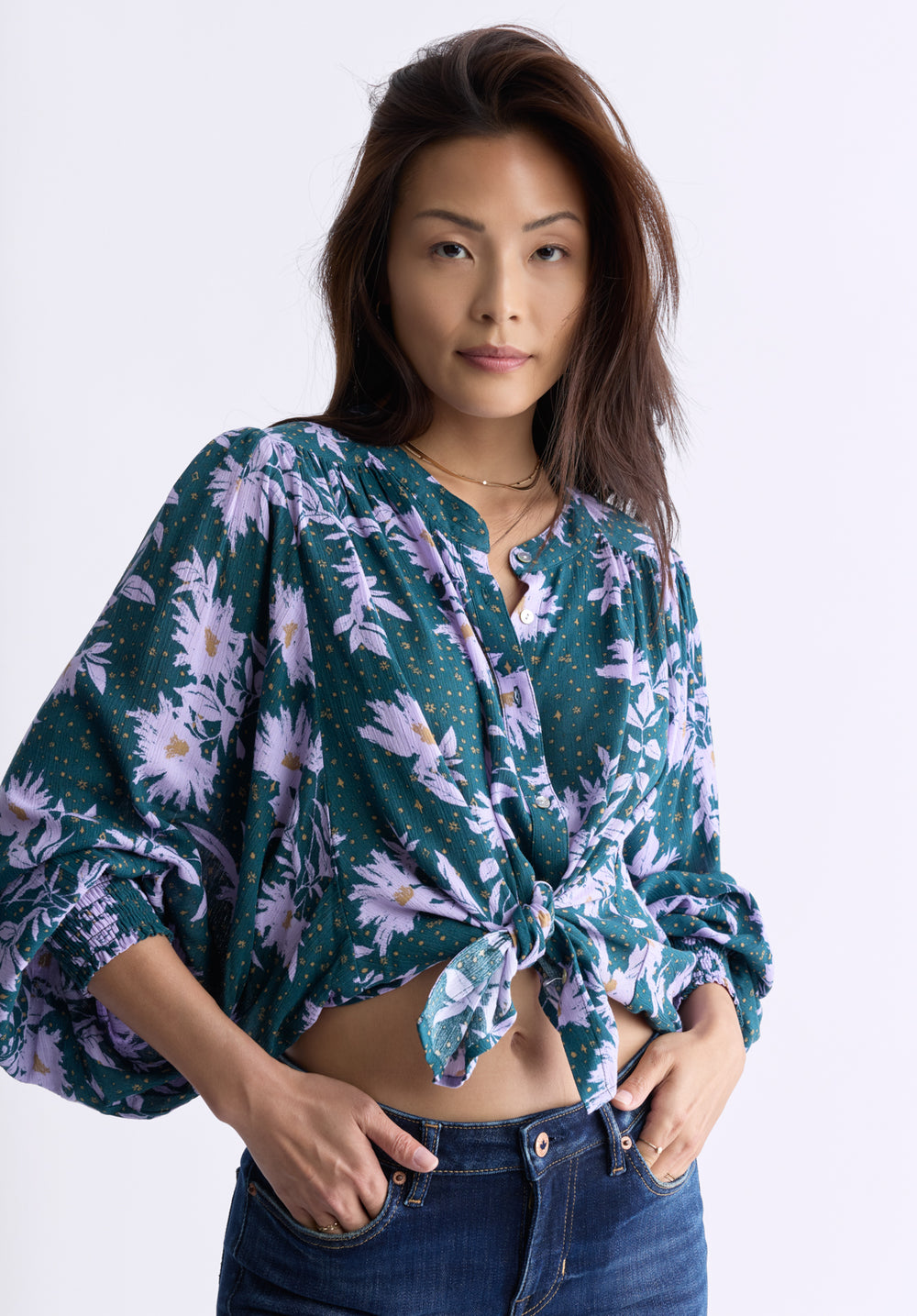 Walter Baker Gia Floral Blouse deals in Green Garden