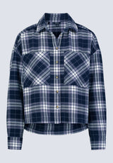 Enid Women's Boxy Plaid Shirt, Navy - WT0126F