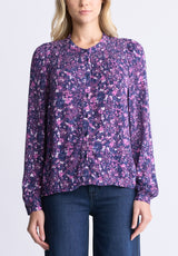 Buffalo David Bitton Zosia Women's Floral Print Smocked Blouse, Purple - WT0130H