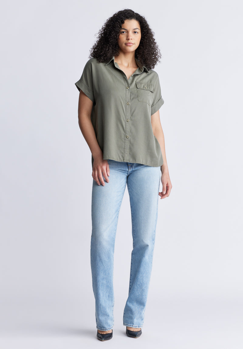 Buffalo David Bitton Milly Women's Short Sleeve Shirt, Khaki - WT0132S Color 