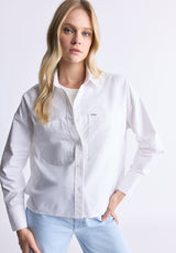 Buffalo David Bitton Twyla Women's Boxy Button-Up Shirt, White - WT0170H