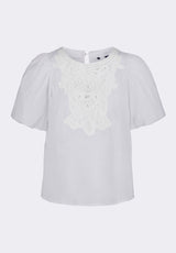 Leonella Women's Puff Sleeve Embroidered Blouse, White - WT0204P