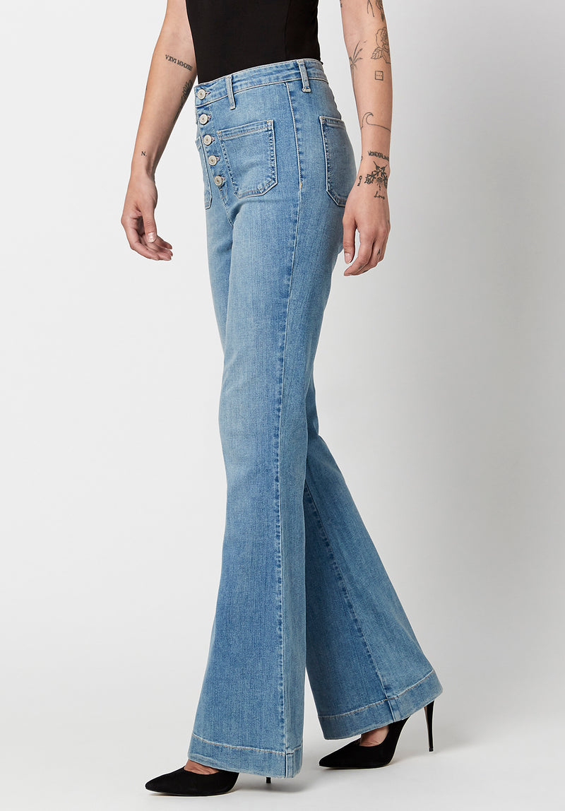 Women's Mid Rise Slim Cord Flare Jeans in Pumpkin Spice