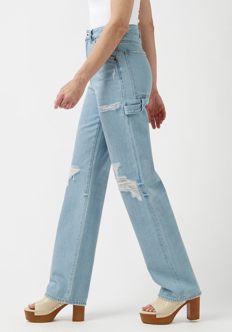 Loose Ultra Wide Leg Women's Jeans - Light Wash