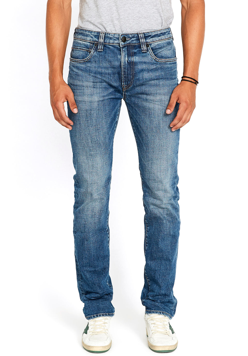 Occult Jeans - Cotton stretch narrow fit six pocket jeans. Style