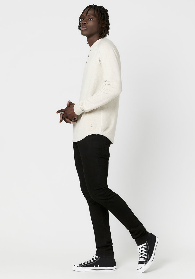 Buffalo David Bitton Kariver Henley Long Sleeve Shirt - BM23368 Color MILK