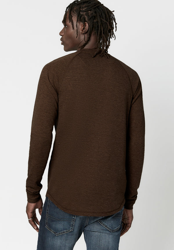 Kariver Henley Long Sleeve Henley in Chocolate - BM23368