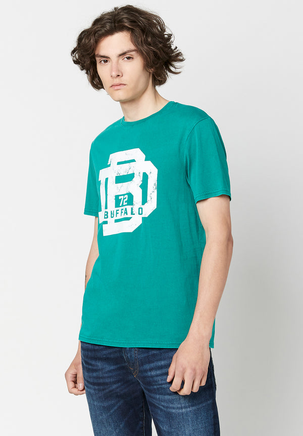 Buffalo David Bitton Tobeen Varsity Logo T-Shirt - BM23722 Color ULTRA GREEN