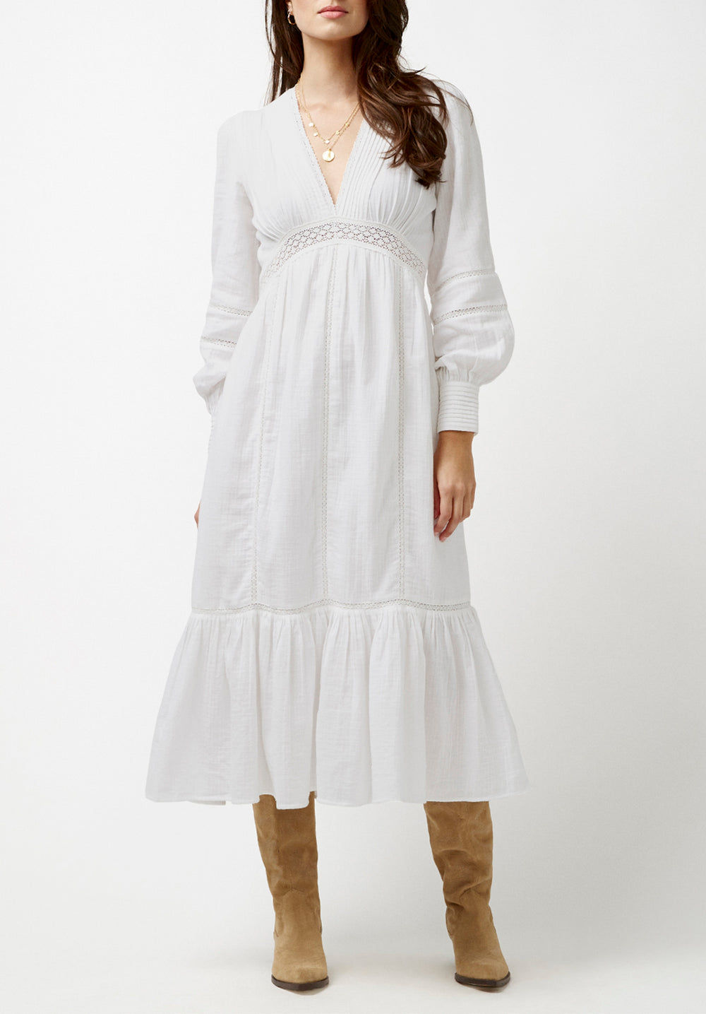 White cotton peasant dress top